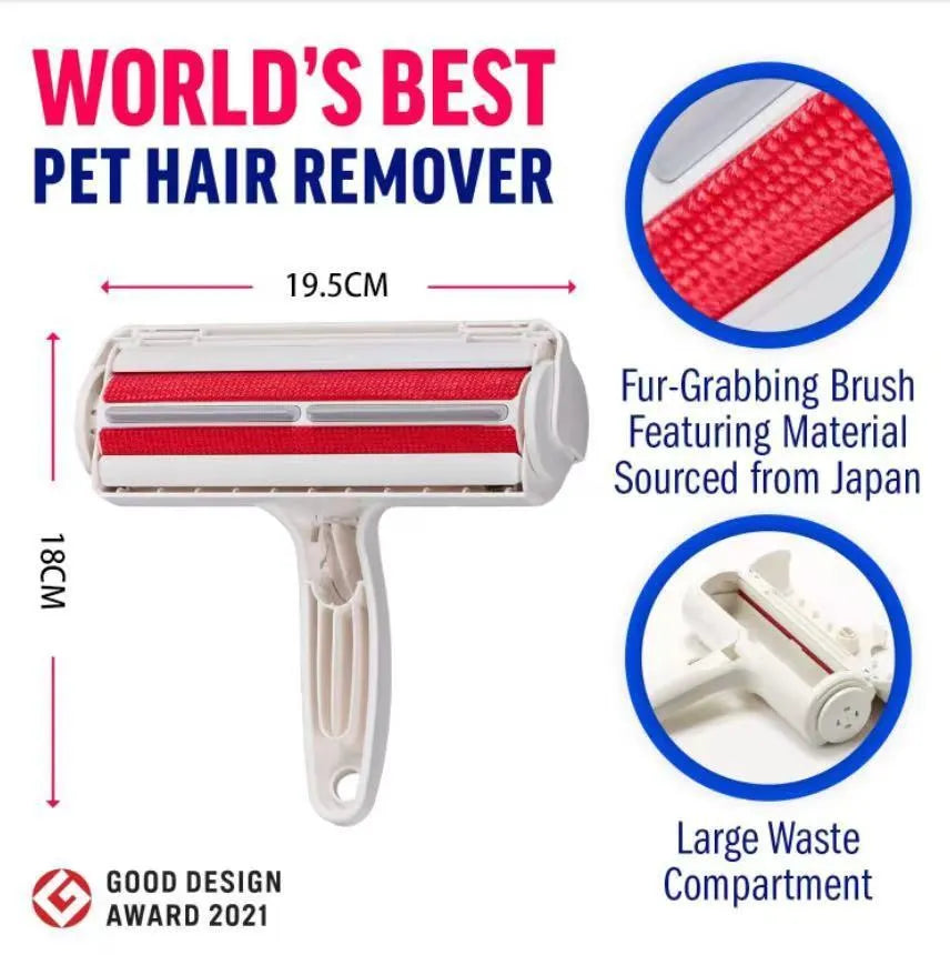 White plastic pet hair picker roller for removing dog and cat fur from fabrics