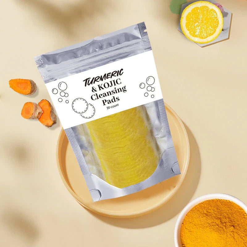 Luxurious Turmeric Cleansing Pads for a Deep, Soothing Facial Experience - Soft, Gentle Texture, Infused with Turmeric, Effectively Removes Excess Oil and Impurities