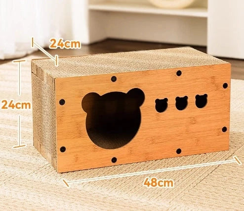 Durable sisal cat scratch board with integrated nest, perfect for protecting furniture and providing comfort for your cat