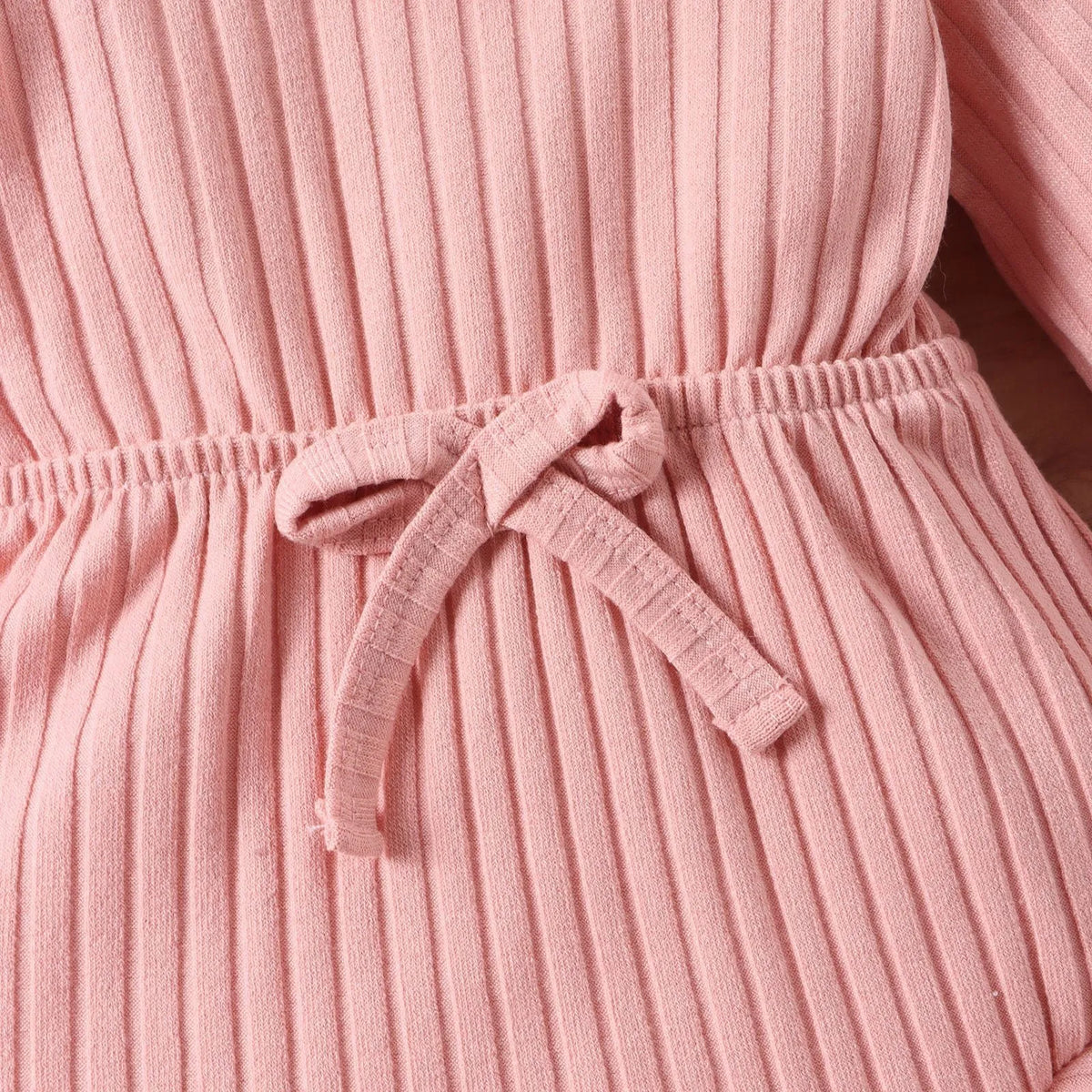 Baby girls long sleeve cotton sunken stripe romper jumpsuit with headscarf in white, pink and brown for heights 60-100cm