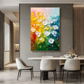 Handmade oil painting canvas wall art with thick oil 3D texture flowers modern abstract frameless rolled