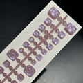Purple cat eye micro glass bead crystal false toenails 24-piece set ultra-thin seamless icy style