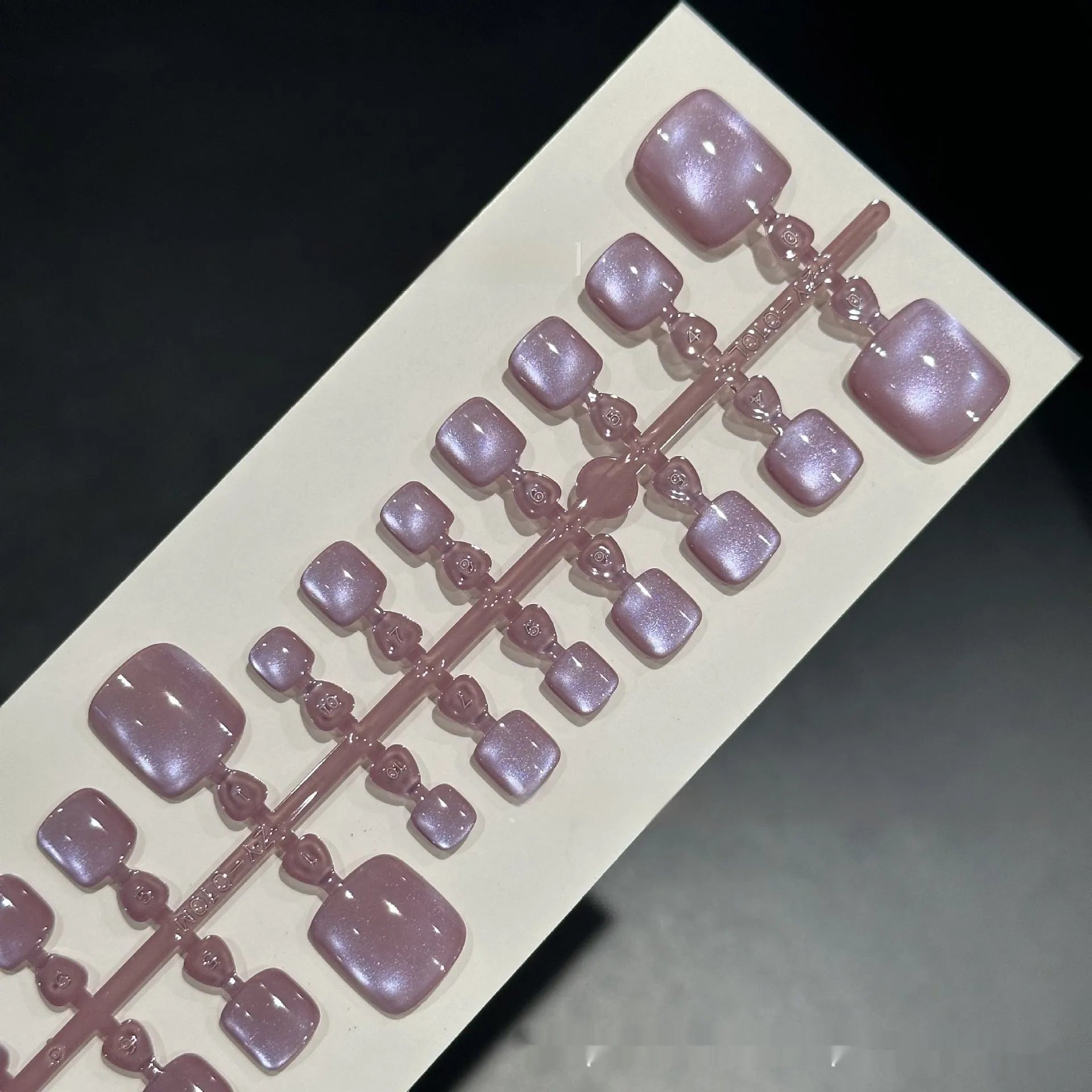 Purple cat eye micro glass bead crystal false toenails 24-piece set ultra-thin seamless icy style