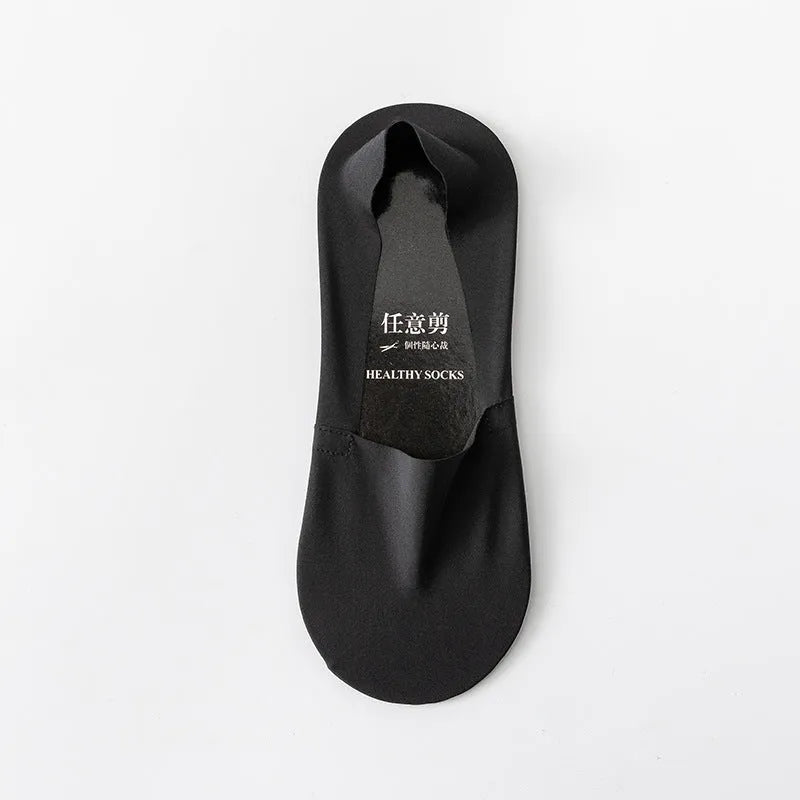Men's invisible seamless low-cut ankle socks in ice silk and cotton fabric