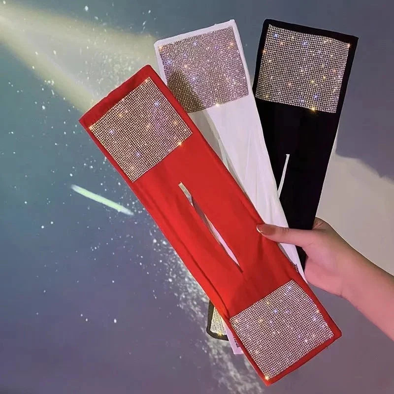 Celebrity Bun Hair Lazy Hair Curler Rhinestone Magic Headdress in black, white, and red