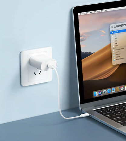 White 60W multi-function charging cable storage box with Type-C, Lightning, USB interfaces and card slots