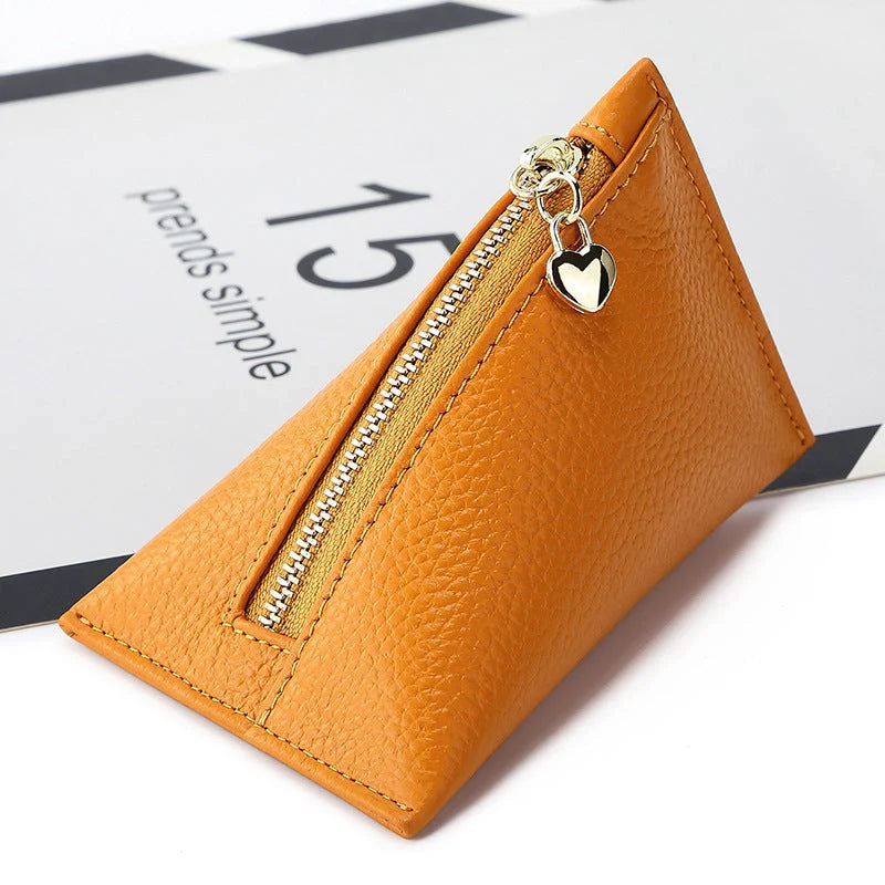 Women's mini coin purse in first layer cowhide, waterproof, available in six colours