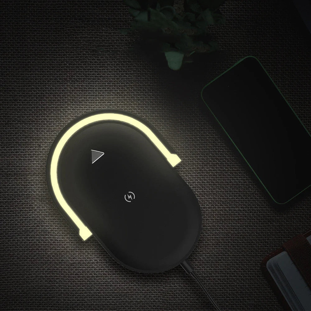 Stonego 3-in-1 Foldable Wireless Charger with adjustable LED night light and phone holder