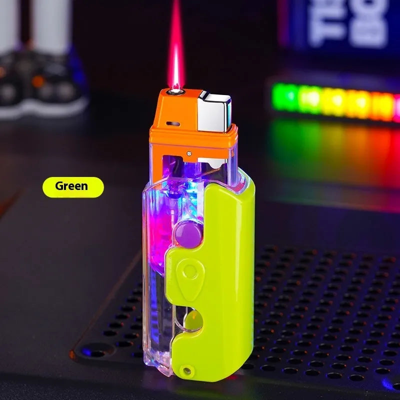 Colourful plastic luminous radish lighter in orange, purple, or green with wind-resistant feature