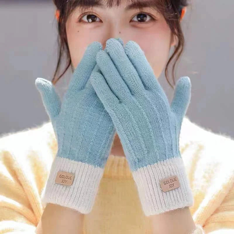 Winter mittens with embroidered stripes in various colours for warmth and style