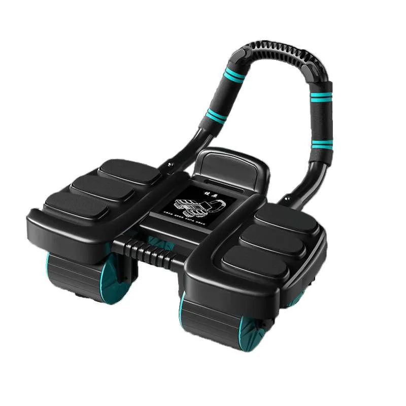 Abdominal wheel with automatic rebound in black for home fitness and body shaping