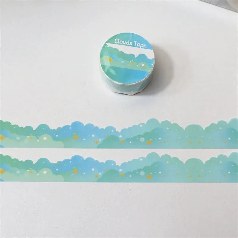 Stars and clouds border pattern washi tape on Japanese paper backing with 24mm width
