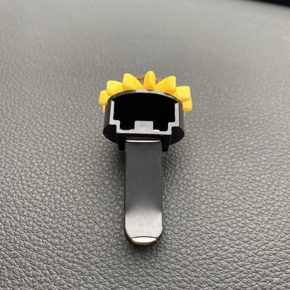 Yellow sunflower car vent perfume clip measuring 8cm with secure mounting clip for air freshening