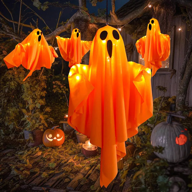 Halloween ghost light with luminous screaming ghost design in orange and white colours