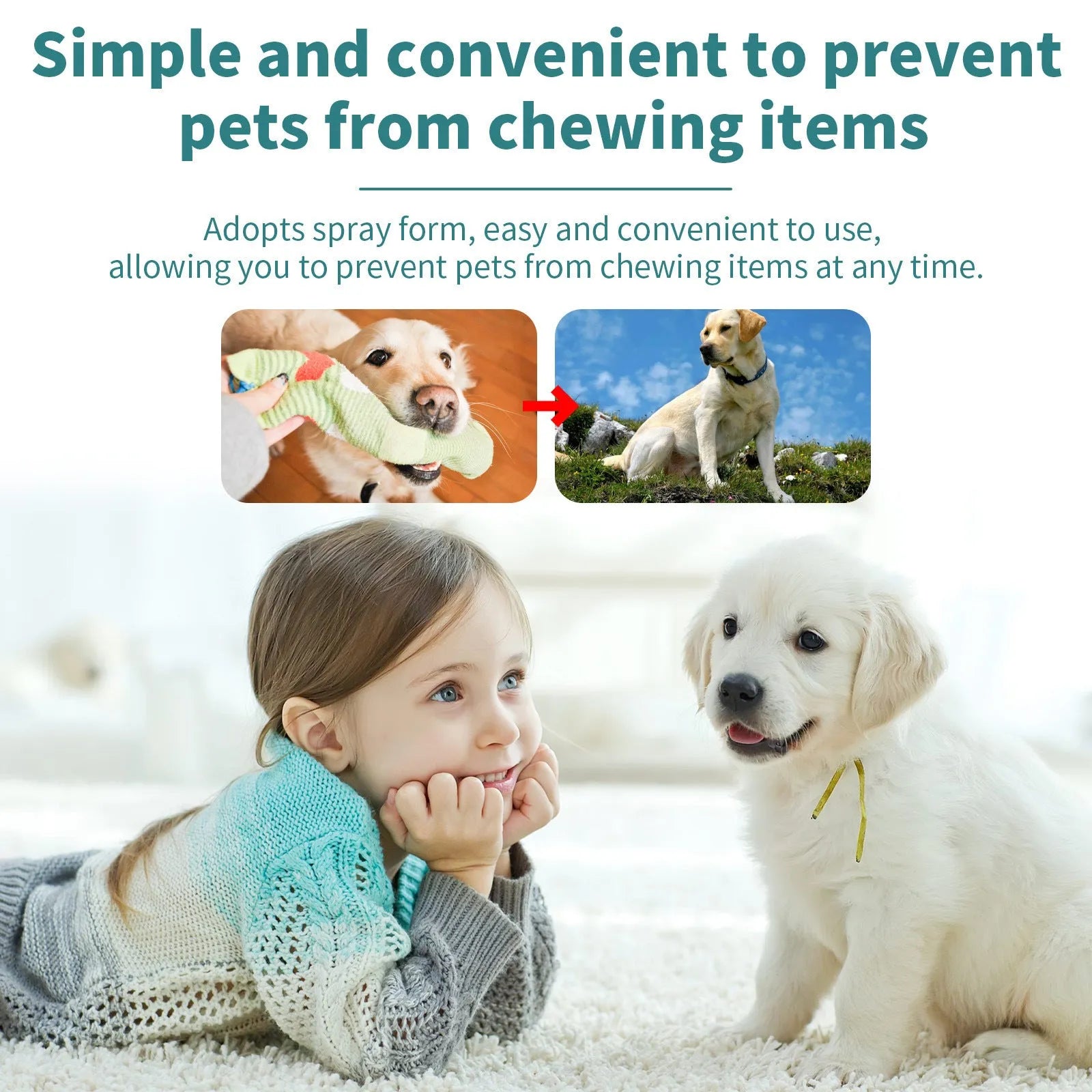 100ml pet correction chewing spray bottle for dog and cat scratching deterrent