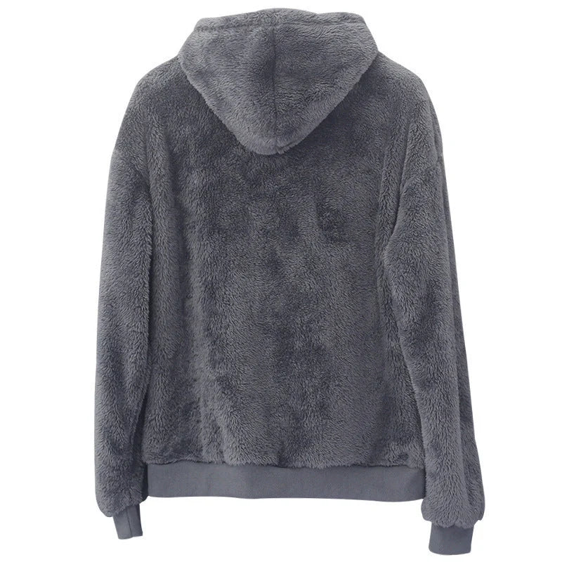 Men's double-sided velvet hooded sweater with pockets in various colours