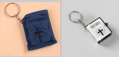 Mini Holy Bible Keychain with Jesus Cross in PVC colour leather, dimensions 4.5x6.0cm