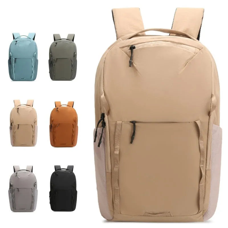Solid-colour unisex backpack made from waterproof Taslan cloth with a curved shoulder strap.