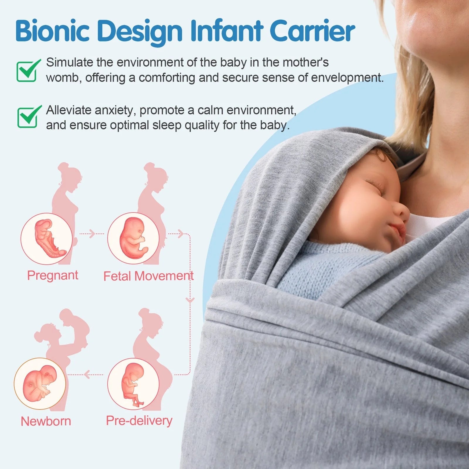 Multi-functional baby carrier wrap scarf in various colors for secure and comfortable baby carrying