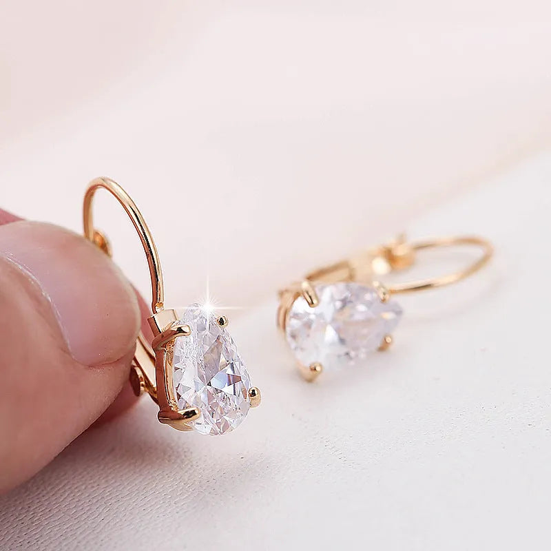 Women's drop-shaped copper earrings with gold or platinum plating options