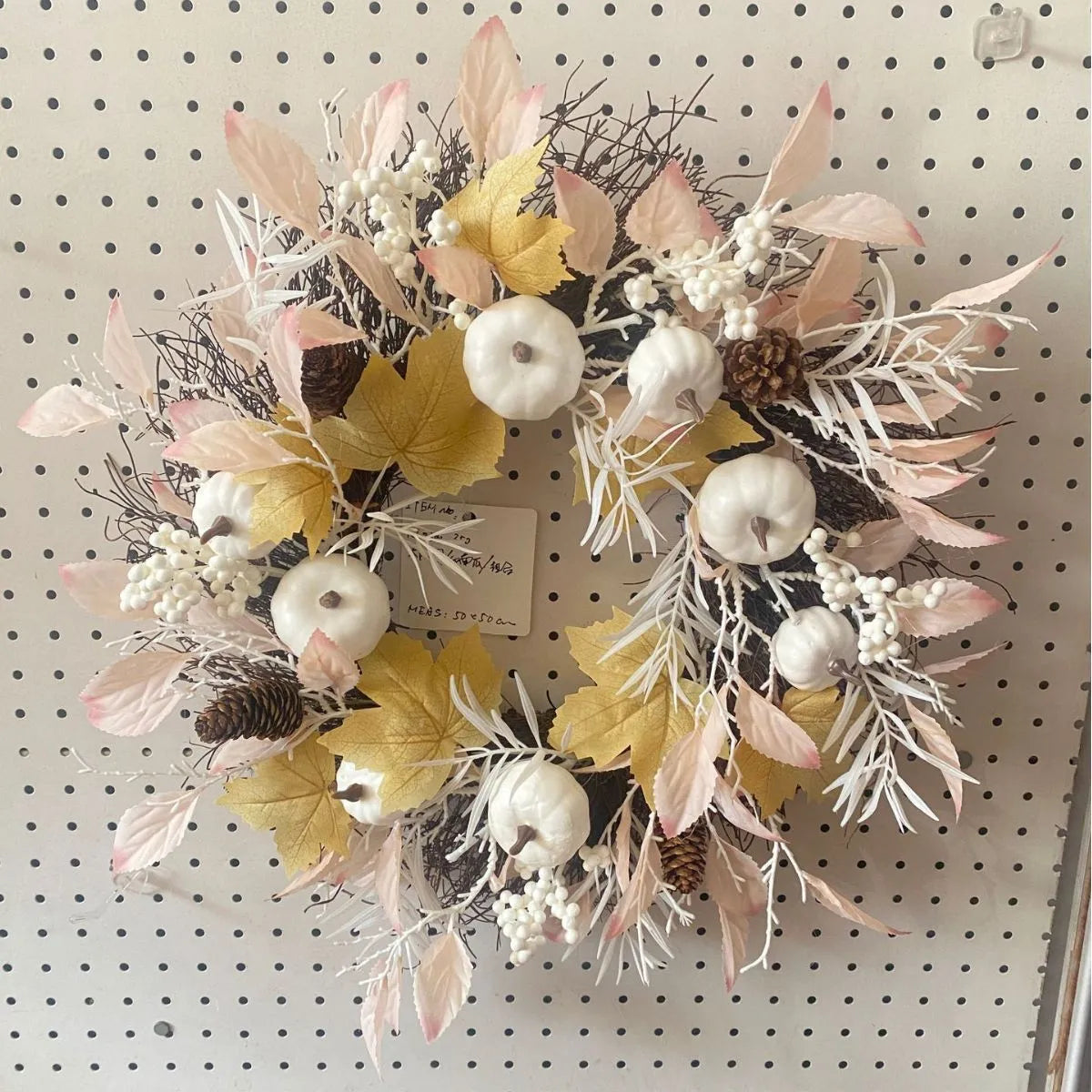 50cm light luxury pumpkin artificial wreath on a door, semi-mechanical half-handmade construction
