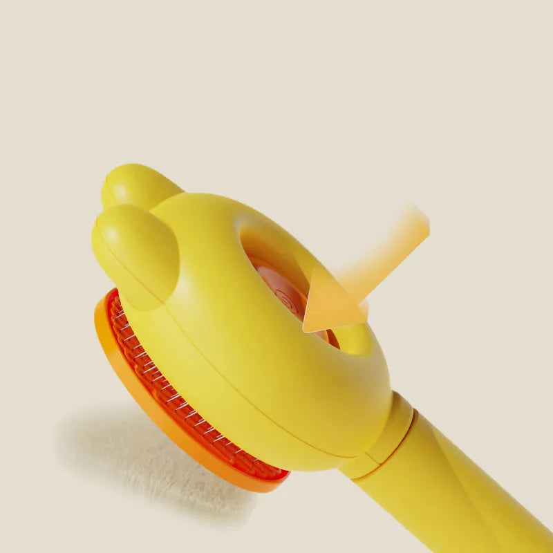 Self cleaning pet grooming brush with release button and stainless steel comb