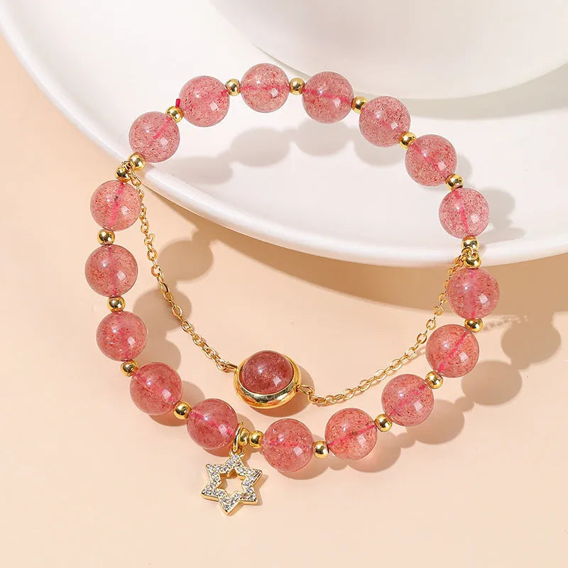Green crystal bead bracelet for women with manual stringing and adjustable design