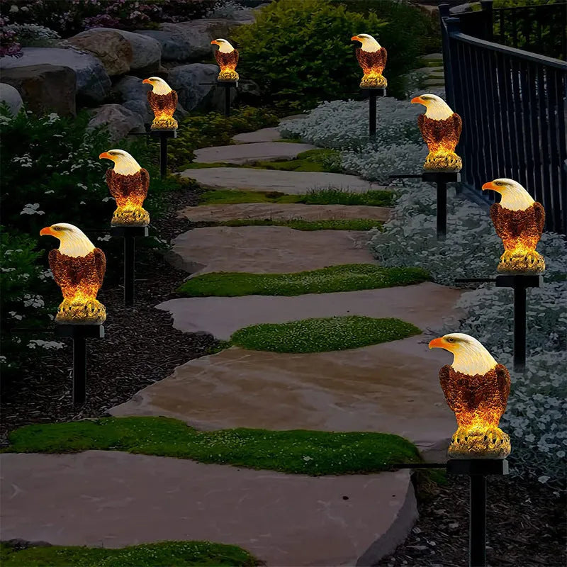 Solar outdoor luminous simulation animal lamp in eagle style with IP65 waterproof rating for garden use