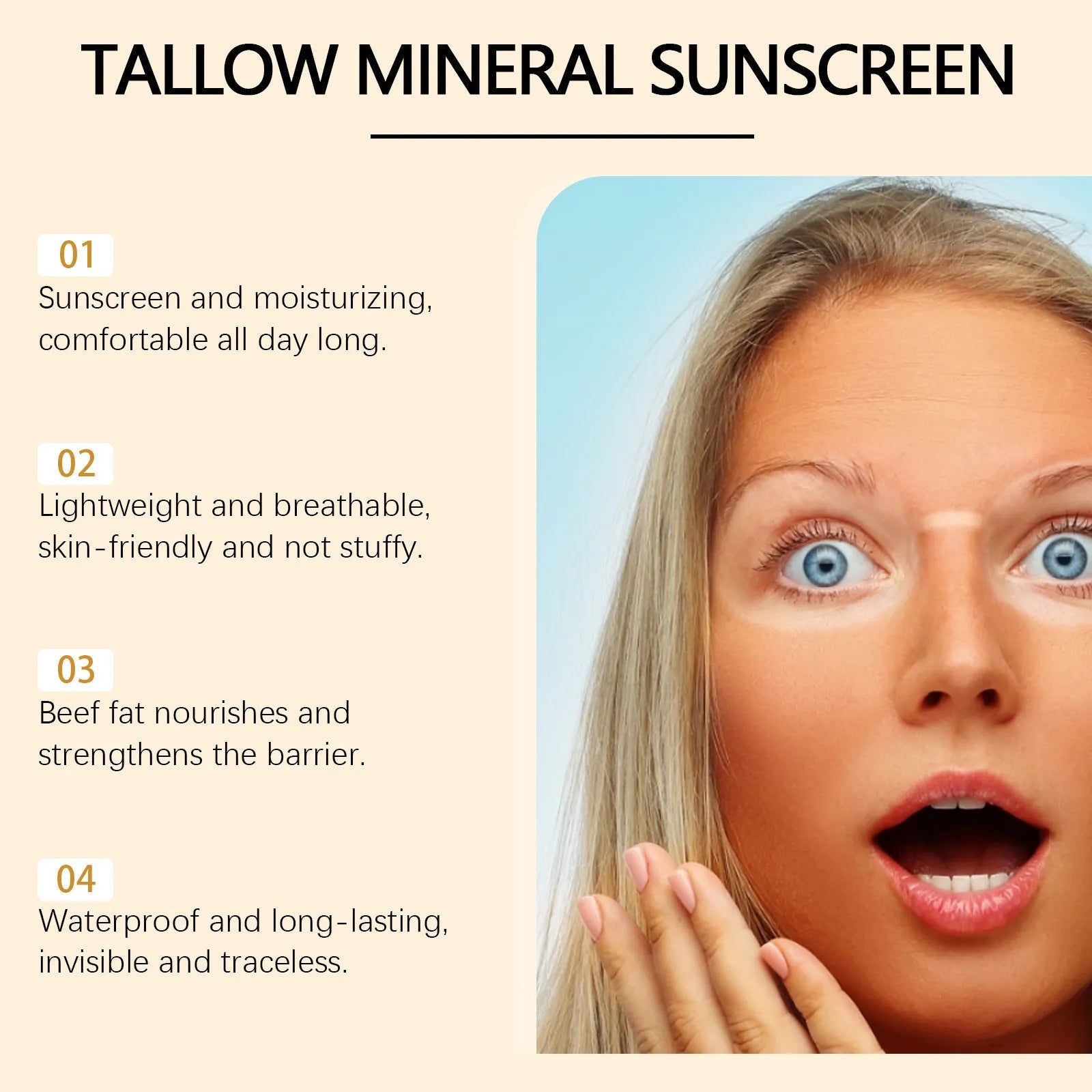 60g tube of cow fat moisturising sunscreen with mineral UV filters