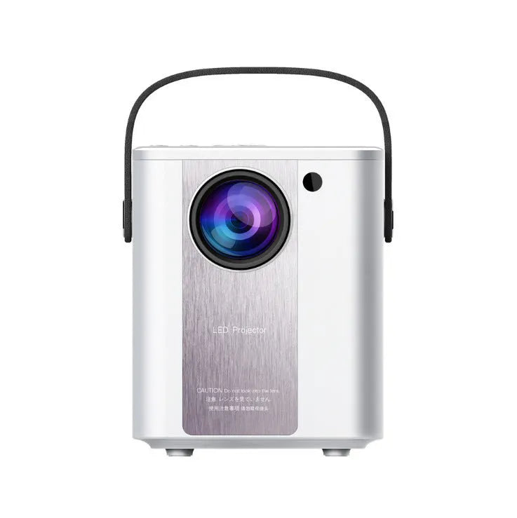 C500 portable mini HD projector in black with remote control and cables for mobile screen mirroring