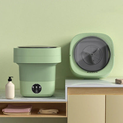 Compact and portable washing machine for small spaces, with hands-on scrubbing and semi-automatic timer function