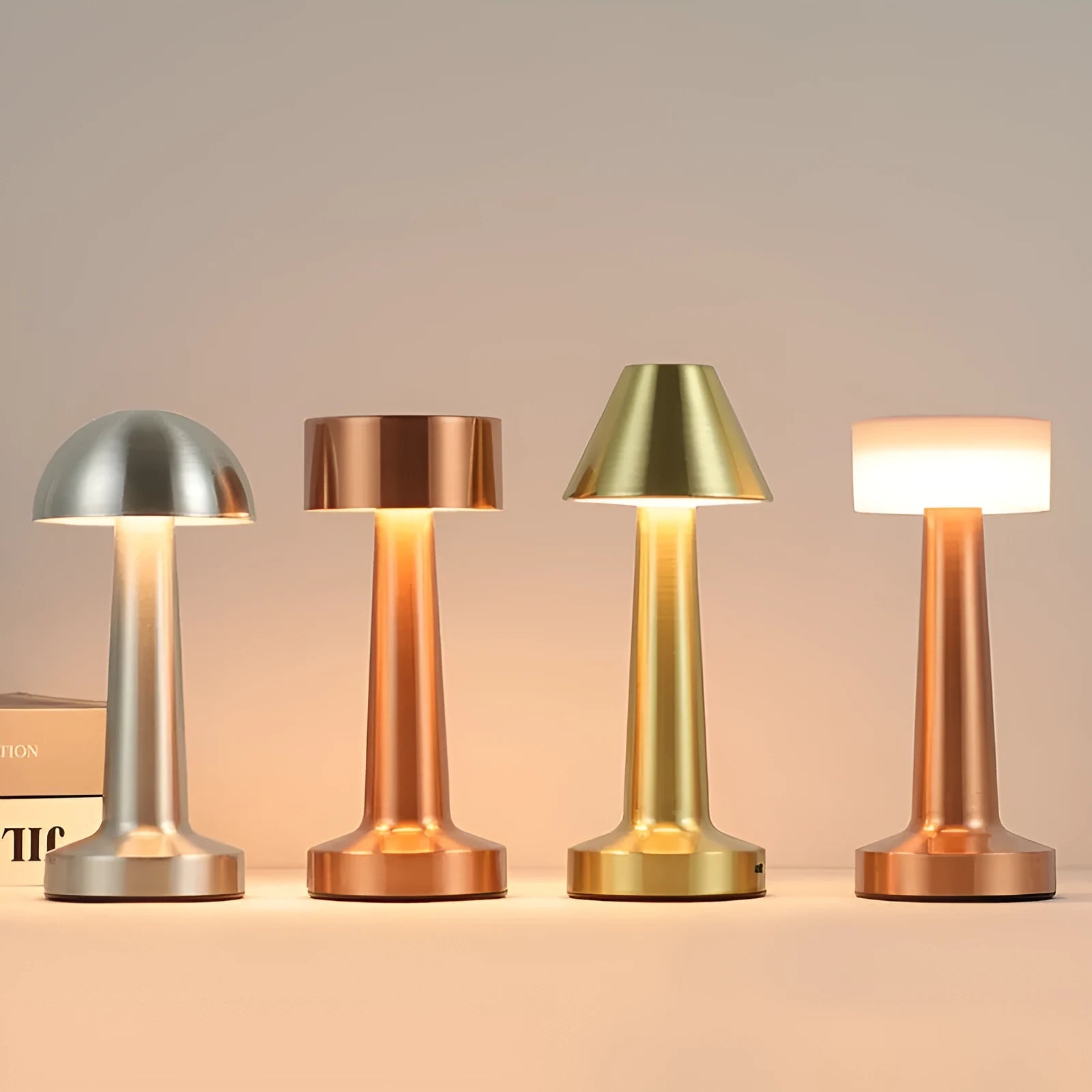 LED dumbbell creative night light in gold finish with acrylic top – modern minimalist desk lamp