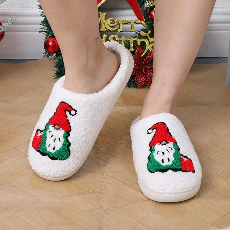 Cozy cartoon santa claus home slippers in various colors for men and women