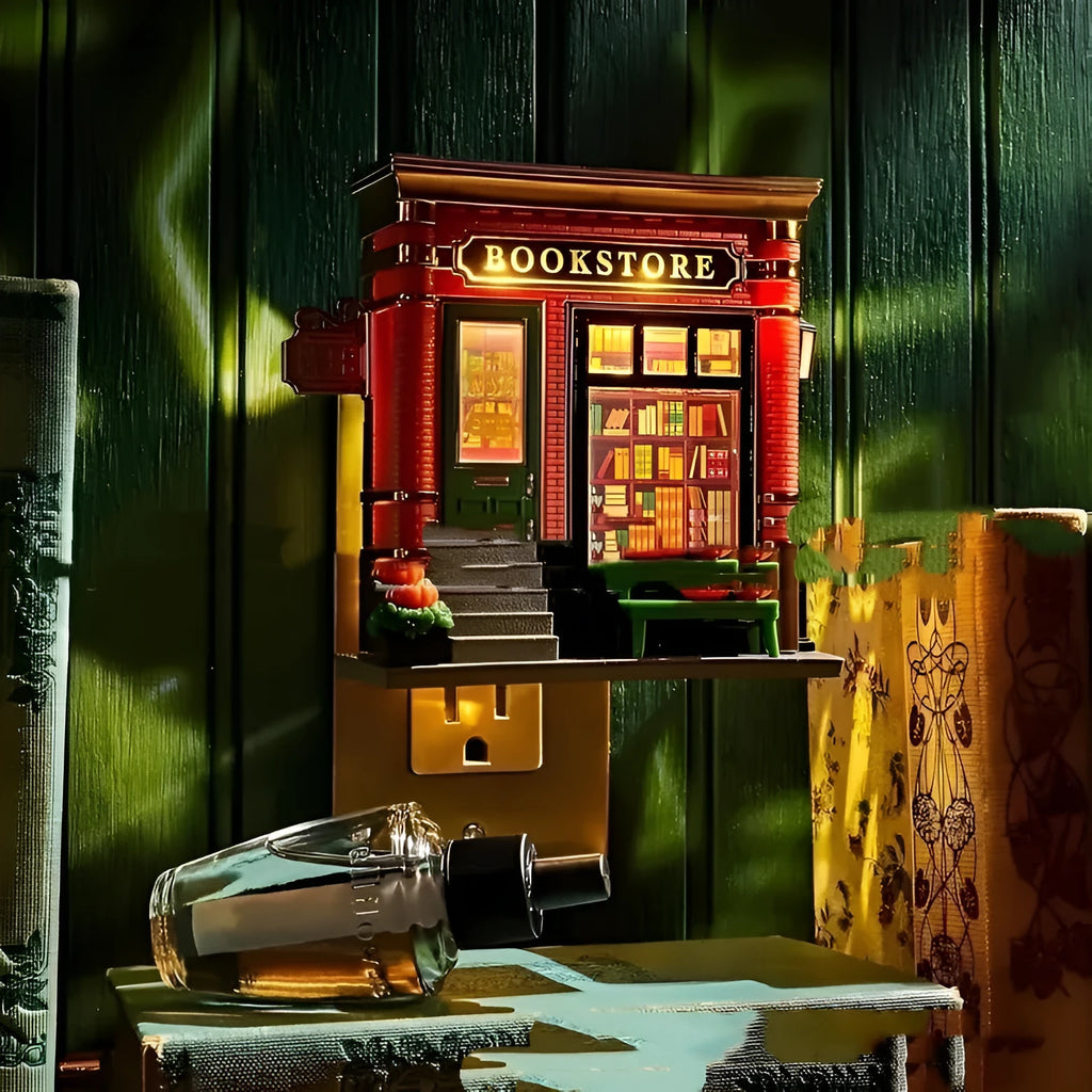 Cartoon house-shaped resin Christmas night lamp ornament with a US plug