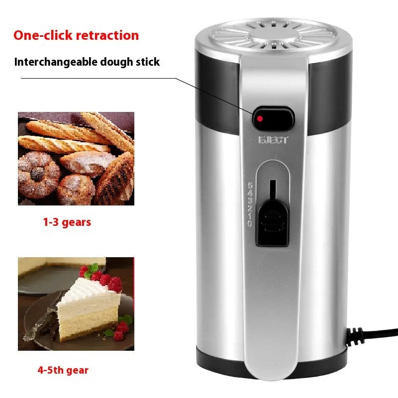 Black household electric flour-mixing machine with 1000W power and compact 28x22x35cm size