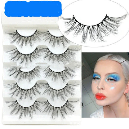 Black false eyelashes with 13mm length and curled messy cross pattern design