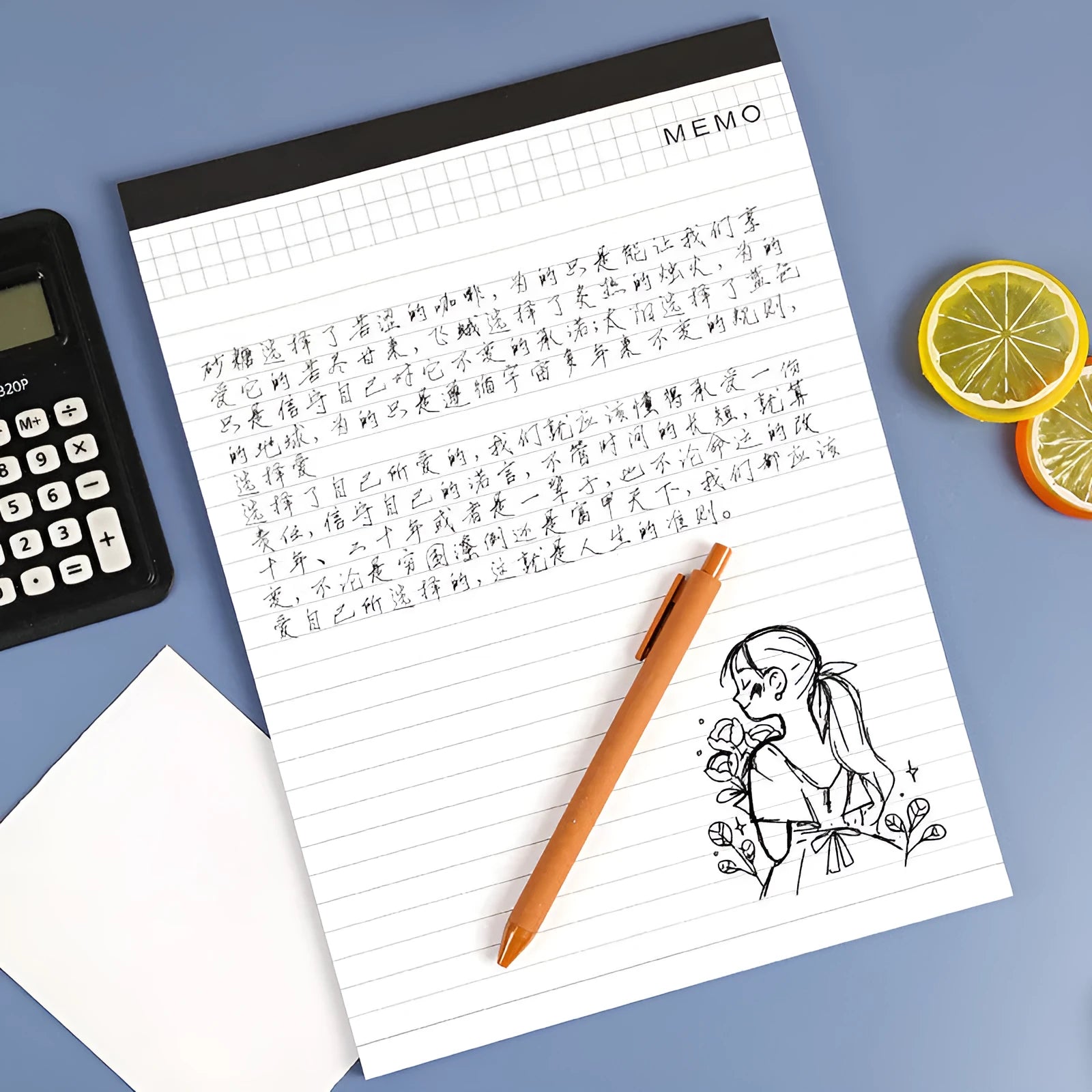 A4 tearable meeting notebook with grid pages and adhesive binding