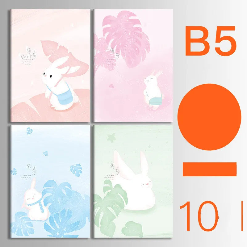 Set of 10 thread-bound A5 notebooks with kraft paper covers showing bear and sakura designs