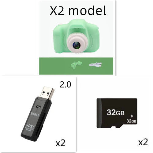 Playful X2 HD Mini Digital Camera for Kids with Durable Silicone Body, Vibrant Display, and Creative Filters