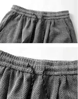 Hollow-out fleece-lined trousers with straight-leg cut and elastic waistband
