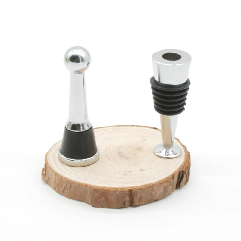 Silver zinc alloy wine bottle stopper with silicone seal for M8 M10 threaded bottles