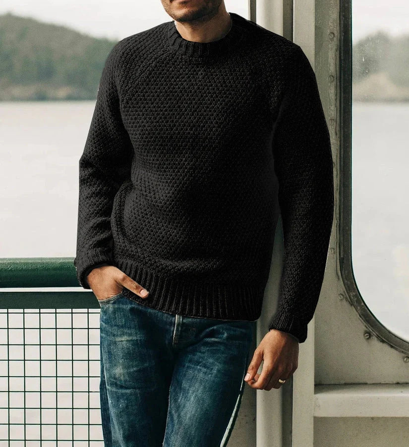 Men's winter knitted pullover sweater in extra coarse wool, available in multiple colours