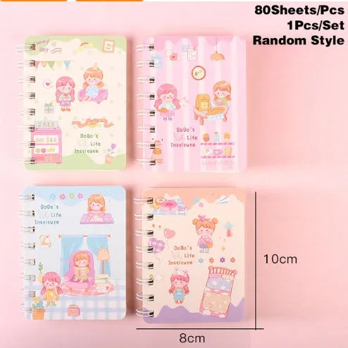 Flip Student coil pocket notebook with cloth cover showing colour design options