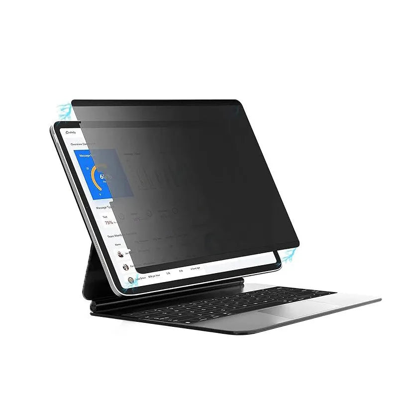 Magnetic anti peeping privacy screen film for iPad with attached storage clip on packaging colour card