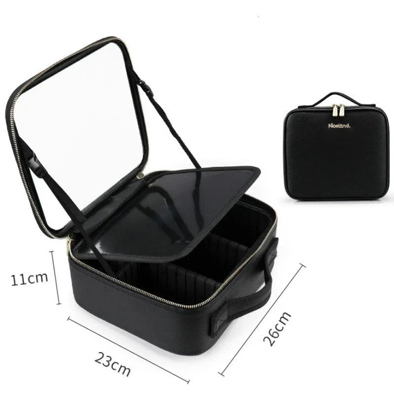 Portable LED Makeup Vanity Case with Adjustable Lighting, 4K Mirror, and Ample Storage for Makeup Essentials