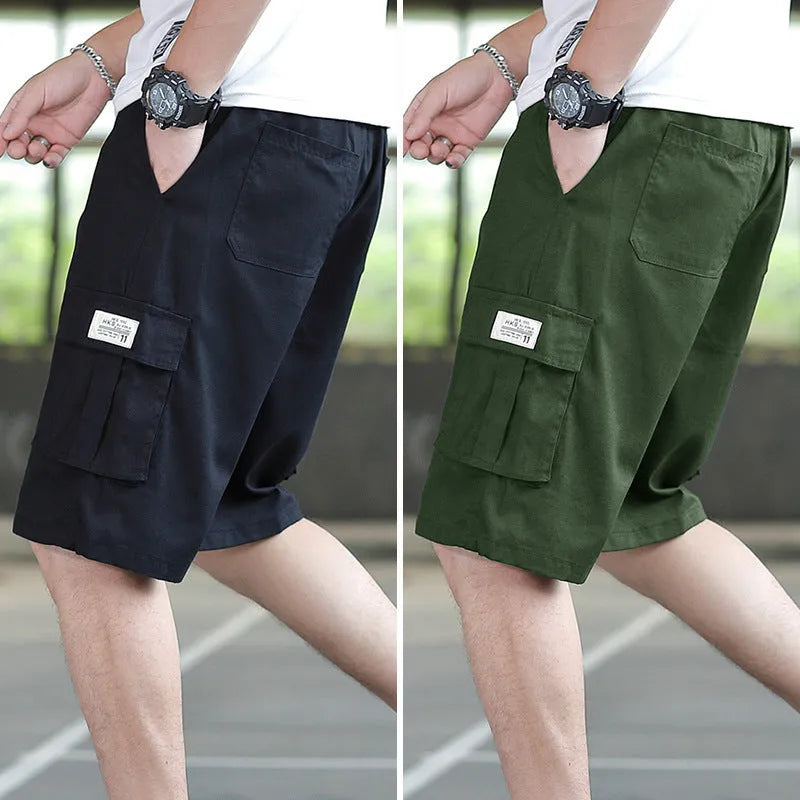 Men's loose fit trousers in army green colour, showing Korean style casual design.