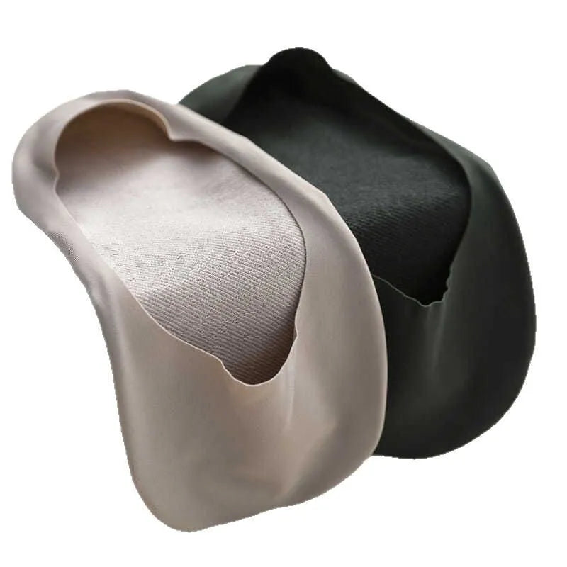 Men's solid colour cotton invisible socks showing non-slip grip on heel