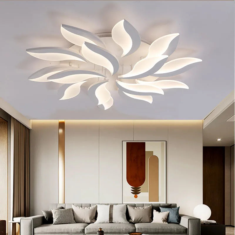 Viere modern acrylic ceiling light with alien-shaped lampshade, tri-color dimmable LED, 12-head configuration, 90x12 cm