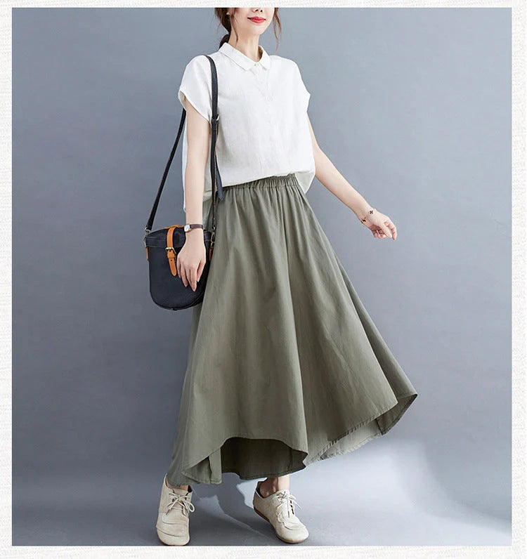 Women's fashionable loose wide-leg cropped pants in black, light green, blue, and apricot