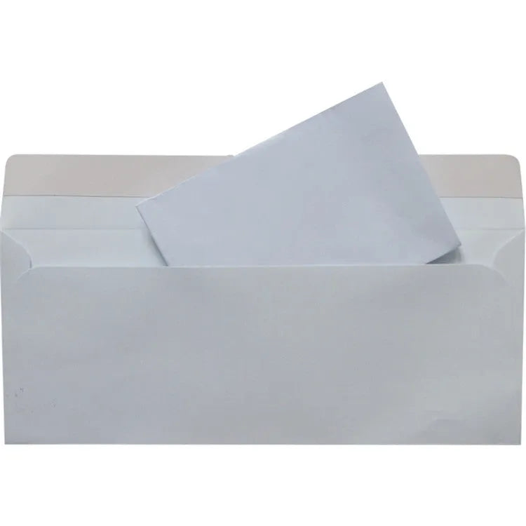 Blue anti-opening self-adhesive confidential envelope measuring 105 by 240 millimetres